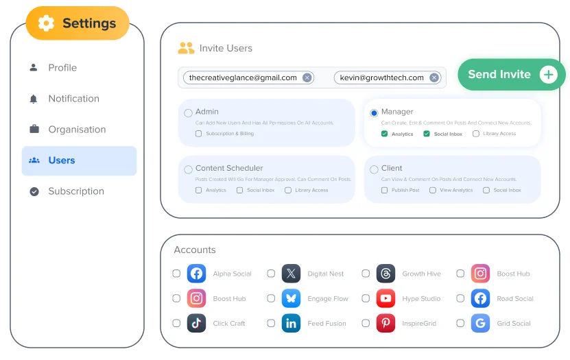 Team and Client Invite Link